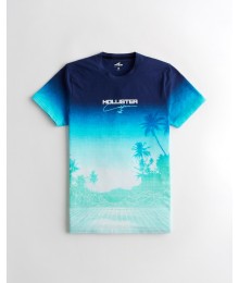 Hollister Blue Ombre Scenic Print Graphic Tee
